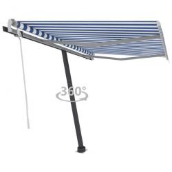 Store Auvent manuel rétractable sur pied 350x250 cm Bleu/blanc 3069716