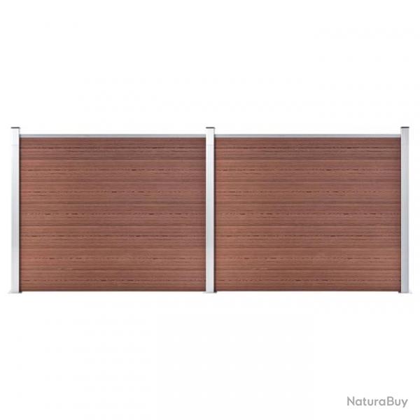 panneau de clture WPC 353x146 cm Marron 3070451