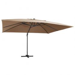 Parasol déporté avec lumières LED Aluminium 400x300 cm Taupe 47007