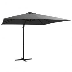 Parasol déporté avec LED et mât en acier 250x250 cm Anthracite 46994