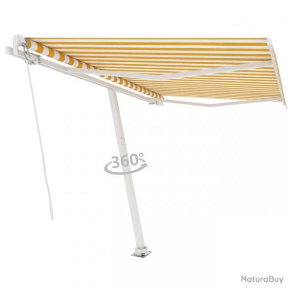 Store Auvent manuel rtractable sur pied 300x250 cm Jaune/Blanc 3069498