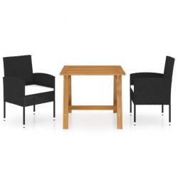 Meuble salle à manger de jardin 3 pcs Noir 3068722