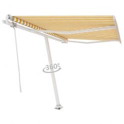 Store Auvent automatique sur pied 350x250 cm Jaune/Blanc 3069528