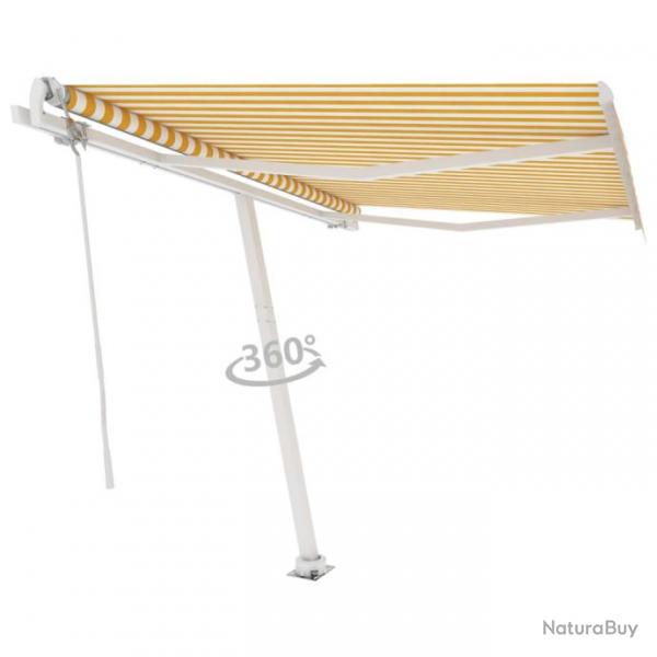 Store Auvent automatique sur pied 350x250 cm Jaune/Blanc 3069528