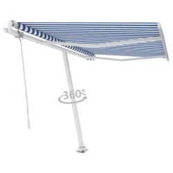 Store Auvent automatique sur pied 350x250 cm Bleu/Blanc 3069526