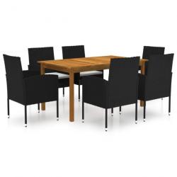 Meuble salle à manger de jardin 7 pcs Noir 3067835