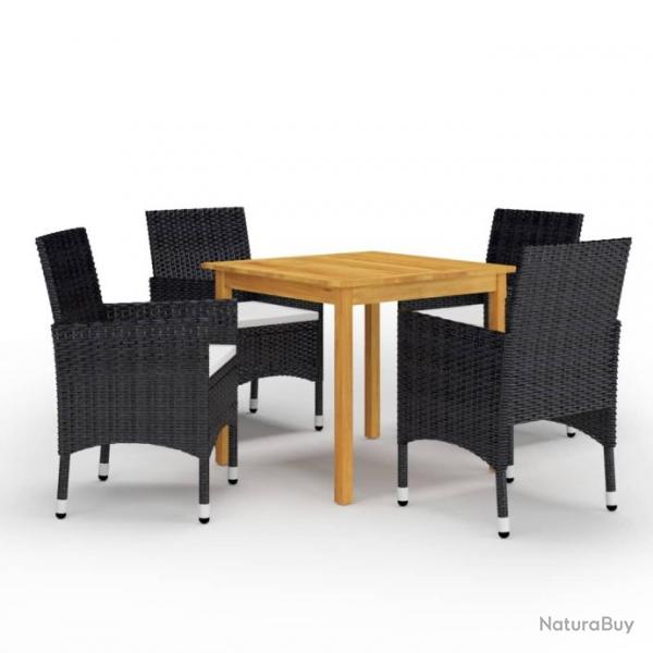 Meuble salle  manger de jardin 5 pcs Noir 3067671