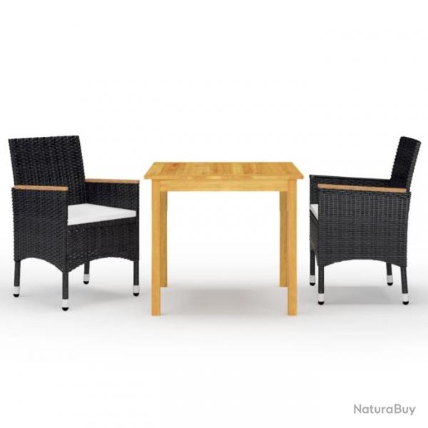 Meuble salle  manger de jardin 3 pcs Noir 3067675