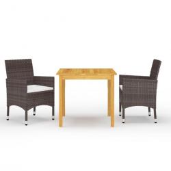 Meuble salle à manger de jardin 3 pcs Marron 3067670