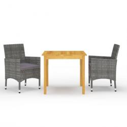 Meuble salle à manger de jardin 3 pcs Gris 3067668