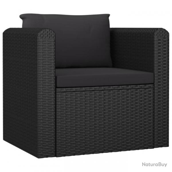 Fauteuil avec coussins Rsine tresse Noir 46555