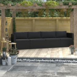 Canapés de jardin 4 pcs avec coussins Résine tressée Noir 46558