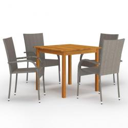 Meuble salle à manger de jardin 5 pcs Gris 3067694