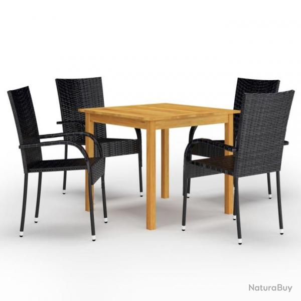 Meuble salle  manger de jardin 5 pcs Noir 3067693