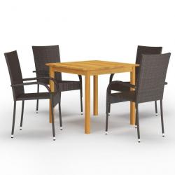 Meuble salle à manger de jardin 5 pcs Marron 3067692