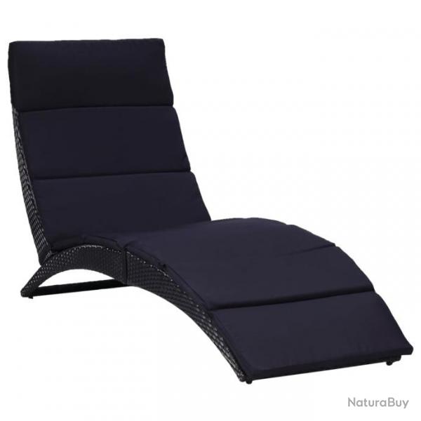 Transat avec coussin Rsine tresse Noir 46539