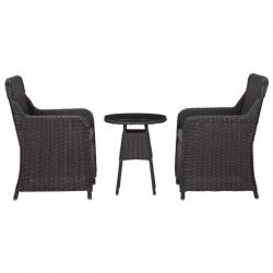 Mobilier de bistro 3 pcs avec coussins Résine tressée Noir 46549