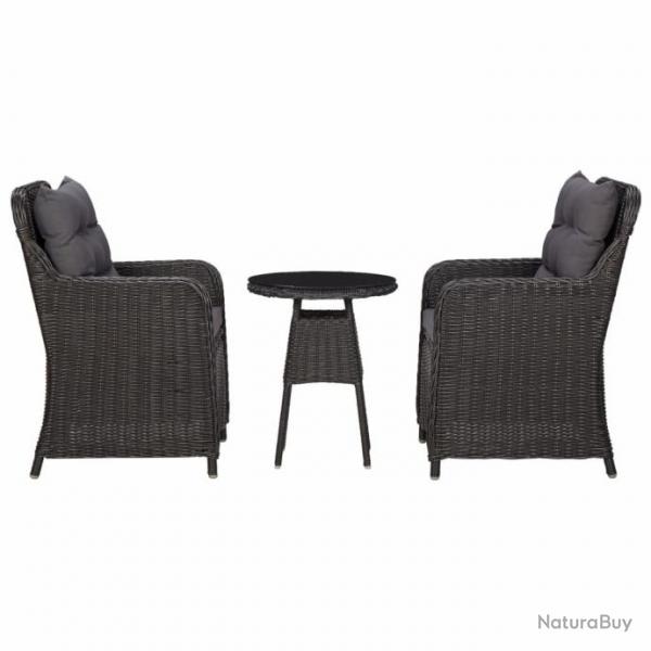 Chaises de jardin avec table  th 2 pcs Rsine tresse Noir 46550