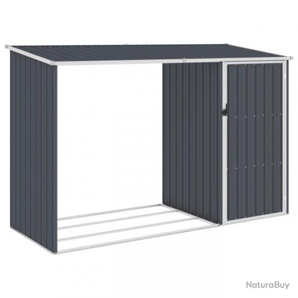 Abri  bois de jardin Anthracite 245x98x159 cm Acier galvanis