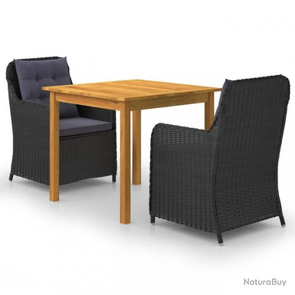 Meuble salle  manger de jardin 3 pcs Noir 3067725