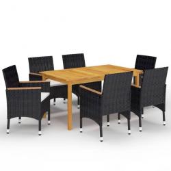 Meuble salle à manger de jardin 7 pcs Noir 3067771