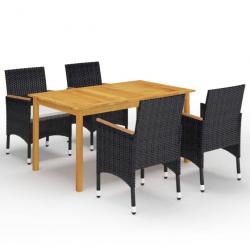 Meuble salle à manger de jardin 5 pcs Noir 3067769