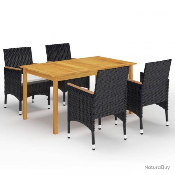 Meuble salle  manger de jardin 5 pcs Noir 3067769