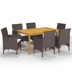 Meuble salle à manger de jardin 7 pcs Marron 3067768