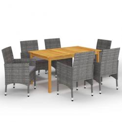 Meuble salle à manger de jardin 7 pcs Gris 3067766