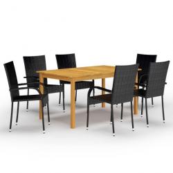 Meuble salle à manger de jardin 7 pcs Noir 3067787