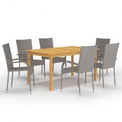 Meuble salle à manger de jardin 7 pcs Gris 3067788