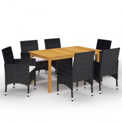 Meuble salle à manger de jardin 7 pcs Noir 3067765