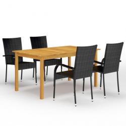 Meuble salle à manger de jardin 5 pcs Noir 3067784