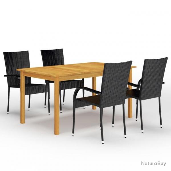 Meuble salle  manger de jardin 5 pcs Noir 3067784