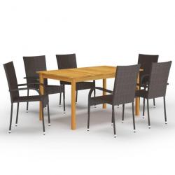 Meuble salle à manger de jardin 7 pcs Marron 3067786