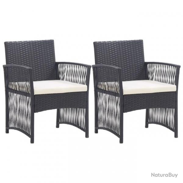 Fauteuils de jardin avec coussins 2 pcs Noir Rsine tresse 46438