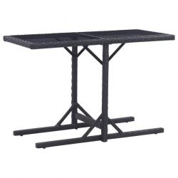 Table de jardin Noir 110x53x72 cm Verre et résine tressée 46452