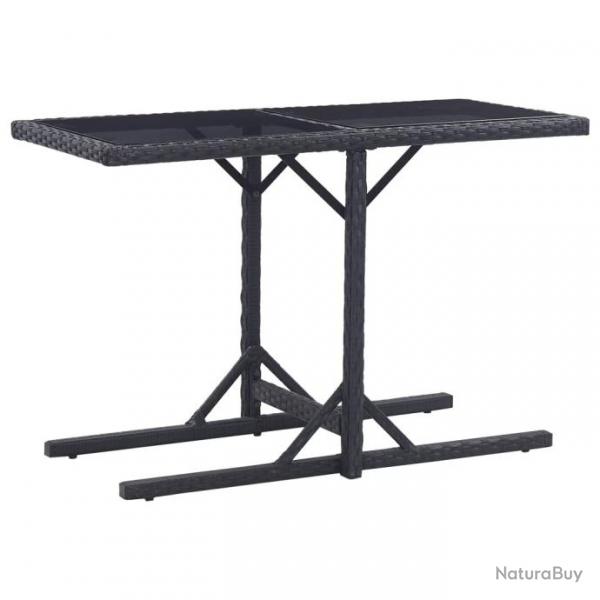 Table de jardin Noir 110x53x72 cm Verre et rsine tresse 46452