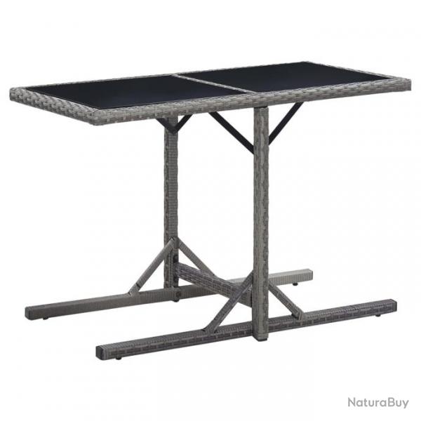 Table de jardin Anthracite 110x53x72 cm Verre et rsine tresse 46455