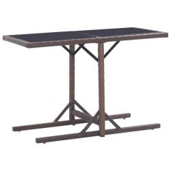 Table de jardin Marron 110x53x72 cm Verre et résine tressée 46453