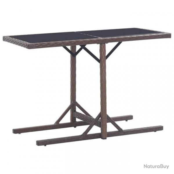 Table de jardin Marron 110x53x72 cm Verre et rsine tresse 46453