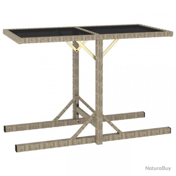 Table de jardin Beige 110x53x72 cm Verre et rsine tresse