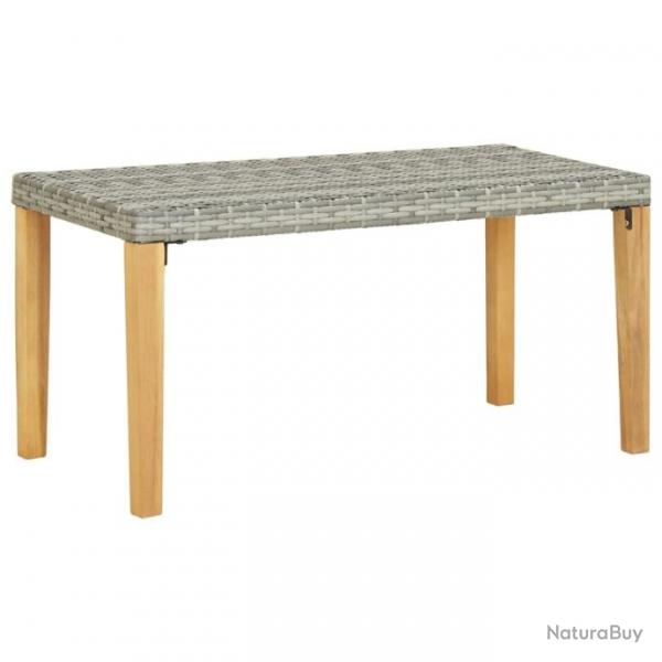 Banc de jardin 120 cm Gris Rsine tresse et bois d'acacia