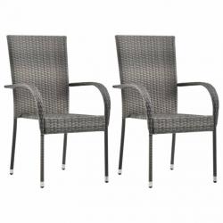 Chaises empilables d'extérieur 2 pcs Gris Résine tressée 46464