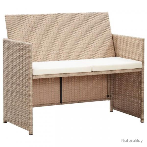 Canap de jardin  2 places avec coussins Beige Rsine tresse 46396