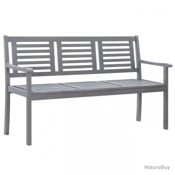 Banc de jardin 3 places 150 cm Gris Bois d'eucalyptus solide 47295