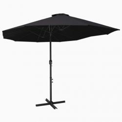 Parasol d'extérieur et poteau en aluminium 460 x 270 cm Noir 47302