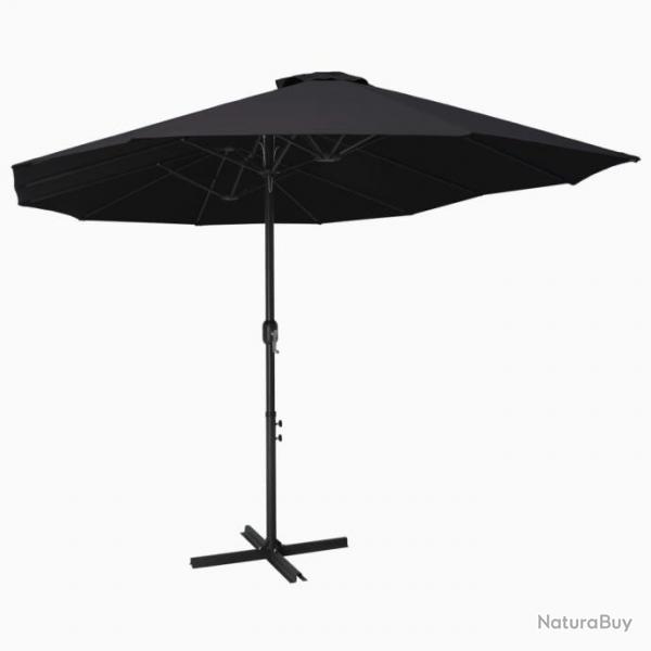 Parasol d'extrieur et poteau en aluminium 460 x 270 cm Noir 47302