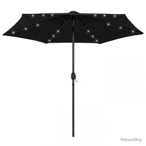 Parasol avec LED et mt en aluminium 270 cm Noir 47358