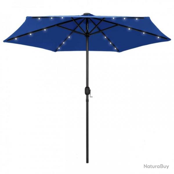 Parasol avec LED et mt en aluminium 270 cm Bleu azur 47359
